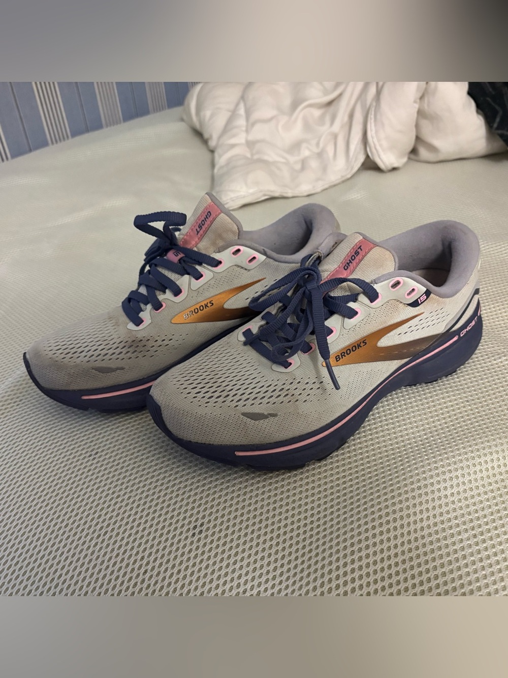 Brooks Ghost 15 Running Shoes Women’s 8 Spa Blue Neo Pink Copper Comfort Used